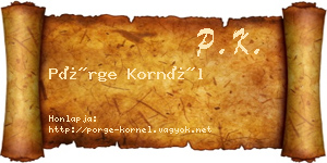Pörge Kornél névjegykártya